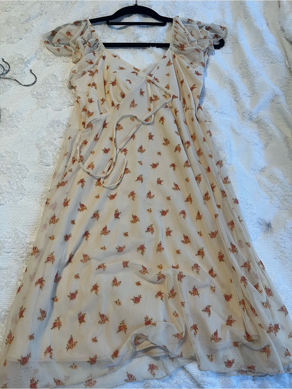 Ivory Floral Dress, Size L